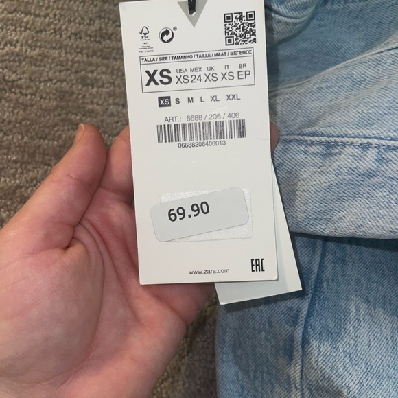 ZARA Corset Denim Jumpsuit Size Xsmall - Picture 5 of 7